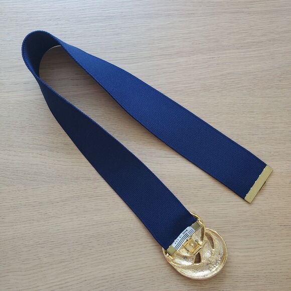 Vintage 80s Day-Lor Gold Buckle Navy Belt main image 9